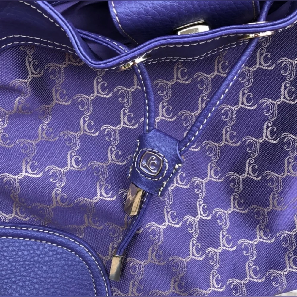 Liz Claiborne women's handbag purple and gold chainlink satchel - Picture 4 of 14